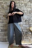 Arbi Gingham 7/8 Barrel Pant Black